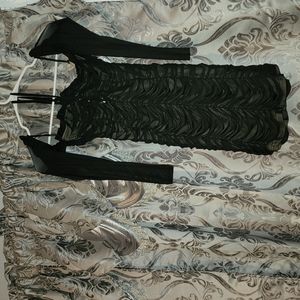 Ruffle black mini dress